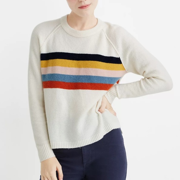 distressed color block sweater